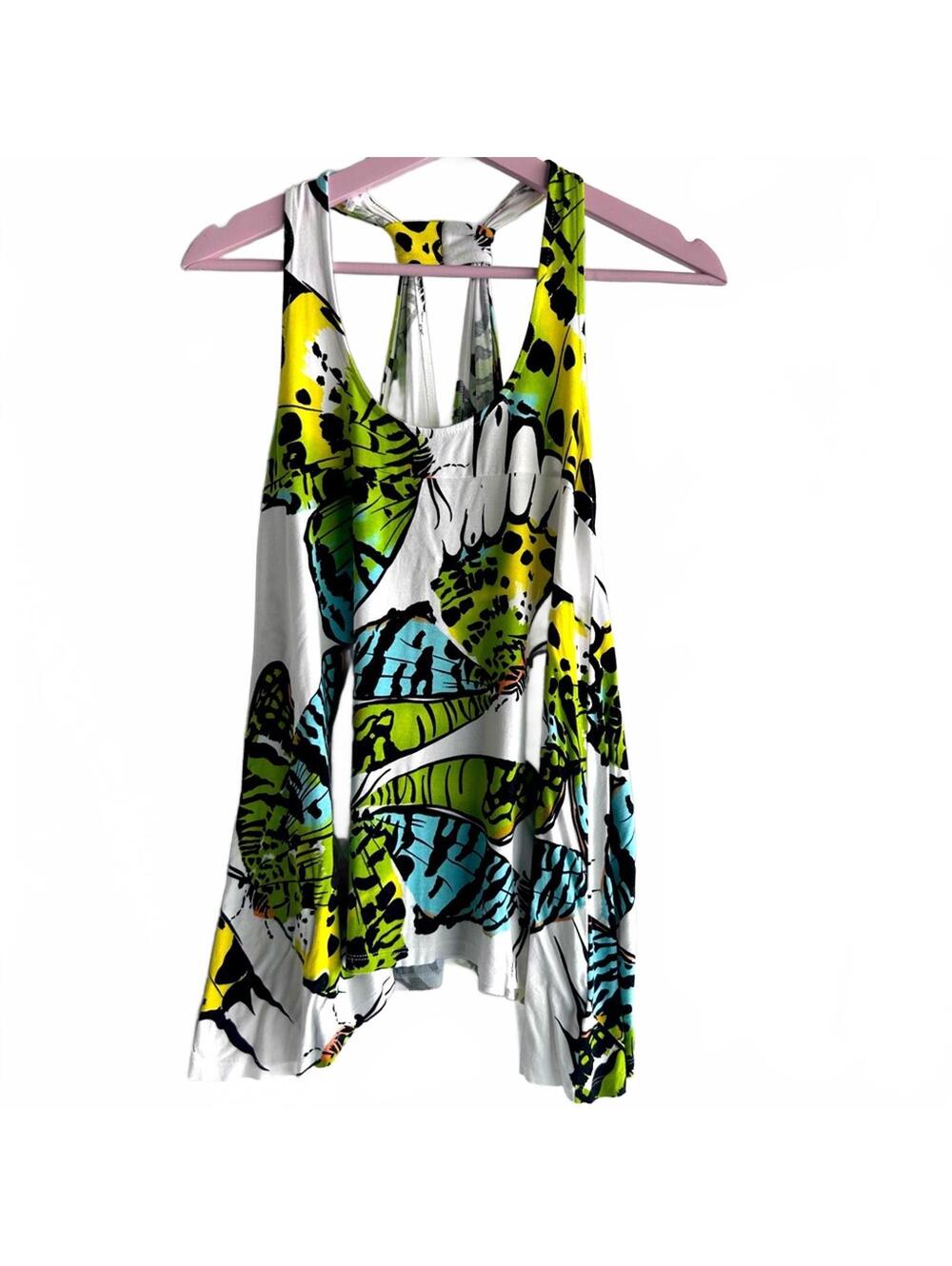 Cabi Butterfly Tank Style Number 104 White Yellow Blue Green | Size Small